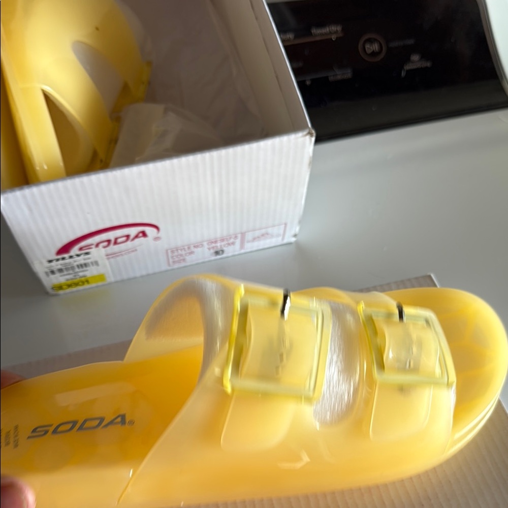 Soda Yellow Slide Sandals - Picture 3 of 4